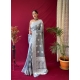 Grey Designer Pure Linen Wedding Wear Sari