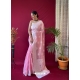 Pink Designer Pure Linen Wedding Wear Sari