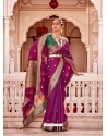Medium Violet Designer Soft Banarasi Silk Wedding Wear Sari