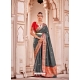 Grey Designer Soft Banarasi Silk Wedding Wear Sari