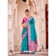 Turquoise Designer Soft Banarasi Silk Wedding Wear Sari