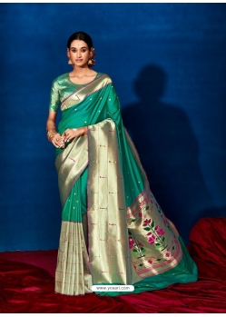 Jade Green Designer Silk Wedding Wear Sari