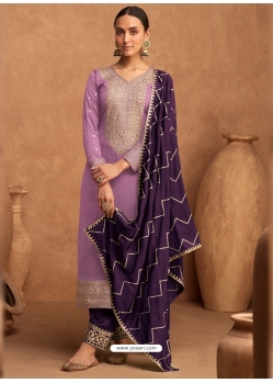 Lavender Premium Silk Party Wear Designer Suit