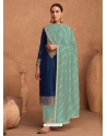 Navy And Sky Blue Premium Silk Party Wear Designer Suit