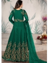 Dark Green Embroidered Net Party Wear Anarkali Suit
