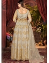 Gold Net Embroidered Party Wear Anarkali Suit