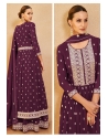 Deep Wine Real Georgette Designer Party Wear Suit