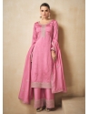 Designer Pink Premium Silk Party Wear Straight Suit