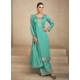 Designer Aqua Mint Premium Silk Party Wear Straight Suit