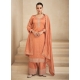 Designer Orange Premium Silk Party Wear Straight Suit