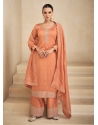 Designer Orange Premium Silk Party Wear Straight Suit