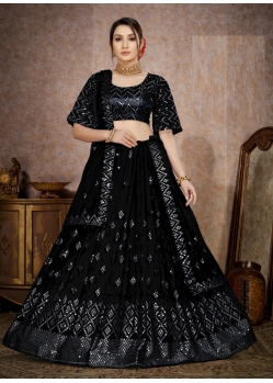 Black Butterfly Net Embroidered Party Wear Lehenga Choli