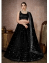 Party Wear Black Sleeveless Butterfly Net Lehenga Choli