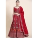 Red Premium Georgette Thread Work Designer Lehenga Choli