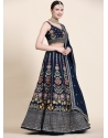 Navy Blue Premium Georgette Thread Work Designer Lehenga Choli