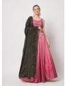 Pink Chinon Silk Embroidered Party Wear Lehenga Choli