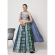 Blue Printed Chinon Silk Party Wear Lehenga Choli