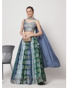 Blue Printed Chinon Silk Party Wear Lehenga Choli