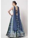 Blue Printed Chinon Silk Party Wear Lehenga Choli