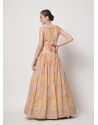 Beige Georgette Printed Party Wear Lehenga Choli