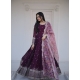 Wine Party Wear Readymade Faux Blooming Gown Suit