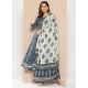 Teal Blue Pure Cotton Printed Readymade Designer Suit