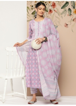 Light Pink Pure Cotton Printed Designer Readymade Suit