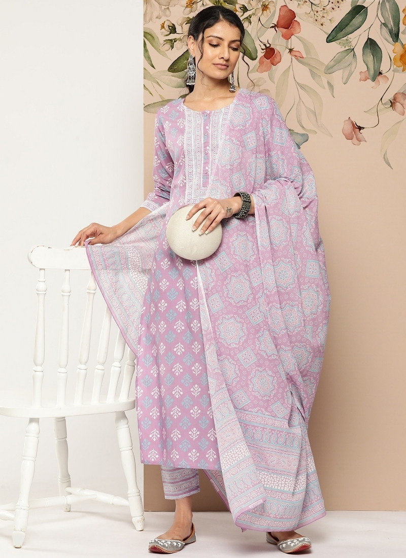 Buy Print Cotton Designer Palazzo Salwar Suit : 99082 - Gown