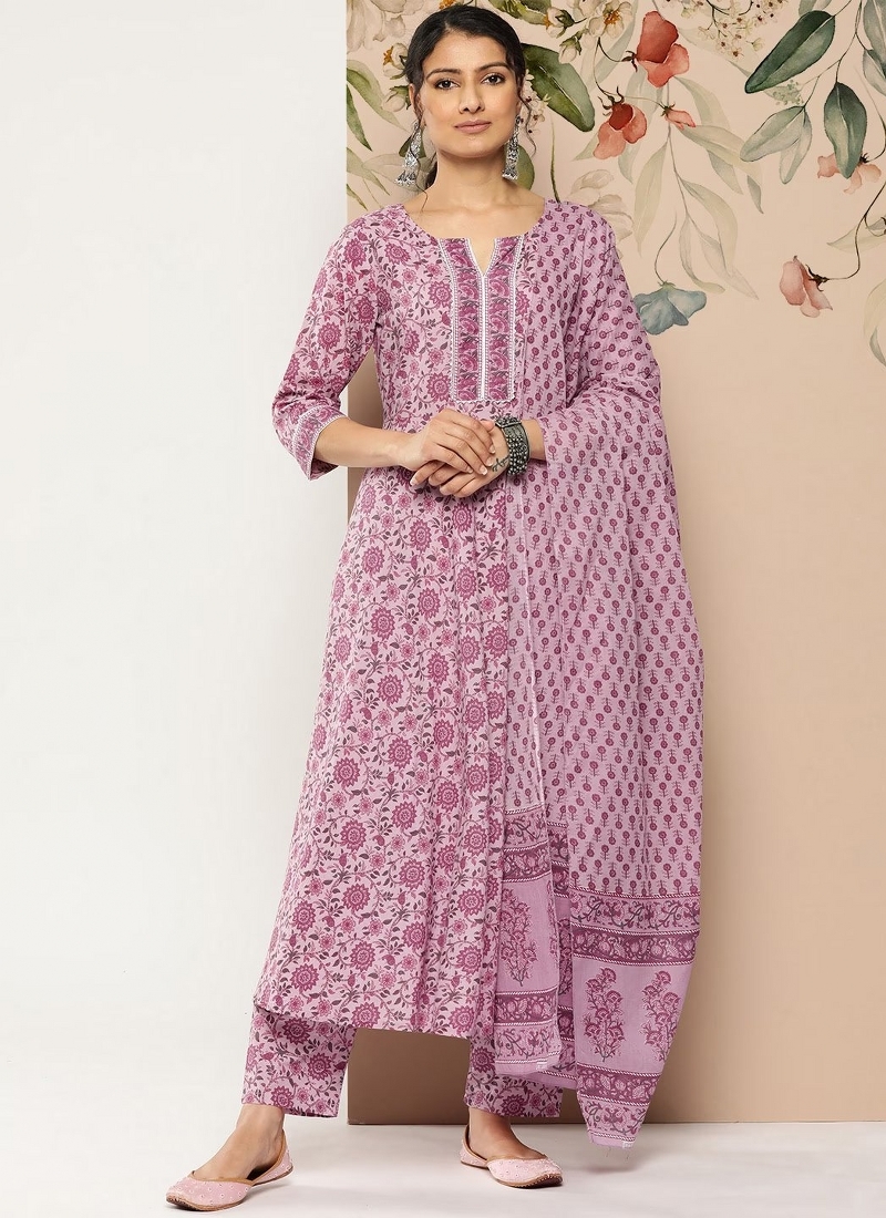 Attractive Floral Print Readymade Salwar Suit -