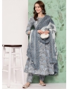 Grey Pure Cotton Printed Designer Readymade Suit