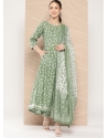 Green Pure Cotton Printed Designer Readymade Suit