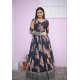 Black Party Wear Readymade Faux Georgette Gown