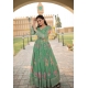 Green Party Wear Readymade Faux Georgette Gown
