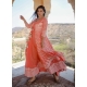 Peach Party Wear Readymade Cotton Gown
