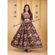 Maroon Designer Silk With Weaving Readymade Party Wear Gown