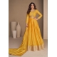 Yellow Party Wear Chinon Silk Designer Anarkali Suit