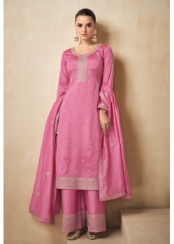 Pink Premium Silk Designer Palazzo Suit