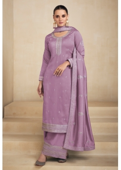 Lavender Premium Silk Designer Palazzo Suit