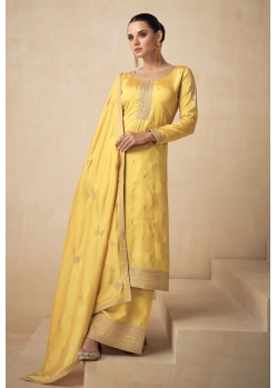 Yellow Premium Silk Designer Palazzo Suit