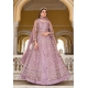 Mauve Pure Butterfly Net Heavy Worked Designer Front Cut Suit