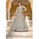Taupe Pure Butterfly Net Heavy Worked Designer Front Cut Suit