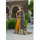 Navy And Yellow Designer Party Wear Silk Saree