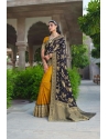 Navy And Yellow Designer Party Wear Silk Saree