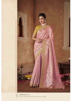 Pink Designer Embroidered Pure Dola Partry Wear Saree