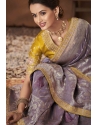 Lavender Designer Embroidered Pure Dola Partry Wear Saree