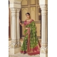 Forest Green Embroidered Party Wear Designer Silk Saree