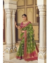 Forest Green Embroidered Party Wear Designer Silk Saree