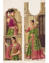 Forest Green Embroidered Party Wear Designer Silk Saree