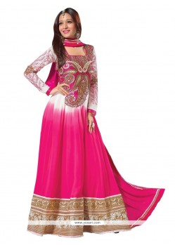 Off White And Pink Georgette Anarkali Styles Suit