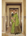 Green Embroidered Party Wear Designer Silk Saree